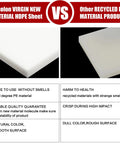 Bocolon HDPE plastic sheet, 6x6 inches, 1/4 inch thick, white; front and edge views.