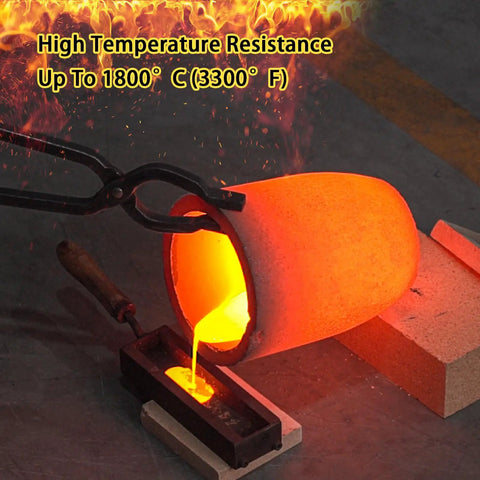 Heavy Duty Clay Graphite Crucible With Pour Spout For Metal Melting And Foundry Work pouring molten metal