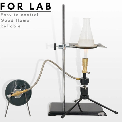 Propane Bunsen Burner With Adjustable Height, Universal Head For Fixed Angle Heating, Pro Grade Flame Styles For Lab