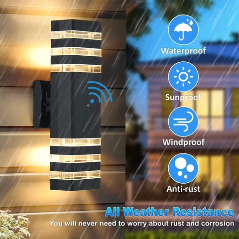 Dusk To Dawn Outdoor Wall Lights Set And Forget Auto On Sensor Up And Down Modern Exterior Sconce Fixtures Aluminum Weatherproof