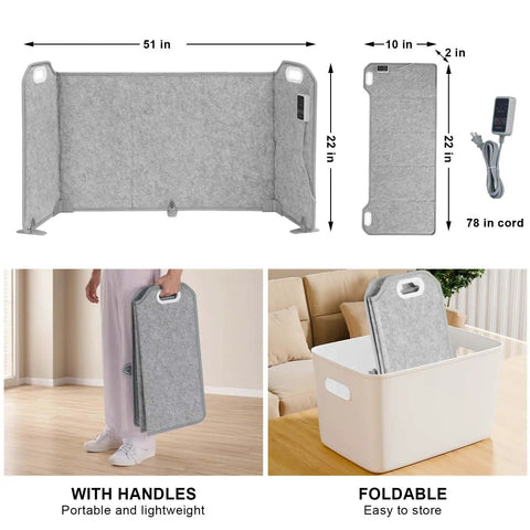 Foldable Under Desk Heater With Blanket Cozy Five Fold Plus Size Eight Temperature Levels Leg And Foot Warmer storage and dimensions