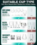 Image showing suitable cup types for Hassle Free Commercial Countertop Glass Washer Features Five Turbo Brushes That Scour Bar Stemware.