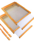 Two Pack Beehive Screened Bottom Boards for Langstroth Hives 10 Frame, Beeswax Dipped Cedar Wood with Entrance Reducer shown