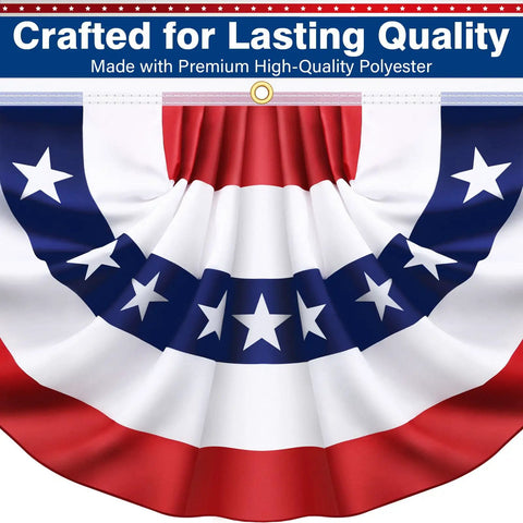 Six Pack 3x6 Ft Pleated American Flag Bunting For Outdoor Decor Patriotic Red White And Blue Banner Set close-up