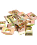 12 Pack M10 Half Moon Lock Washers, Iron Solid Spacer Connectors In Bronze Tone, shown scattered on a white surface