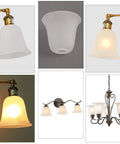 Six Pack Bell Shaped Frosted Glass Shade Replacements For Ceiling Fans And Wall Lights, Lipless, 1-5/8 Inch Fitter Display