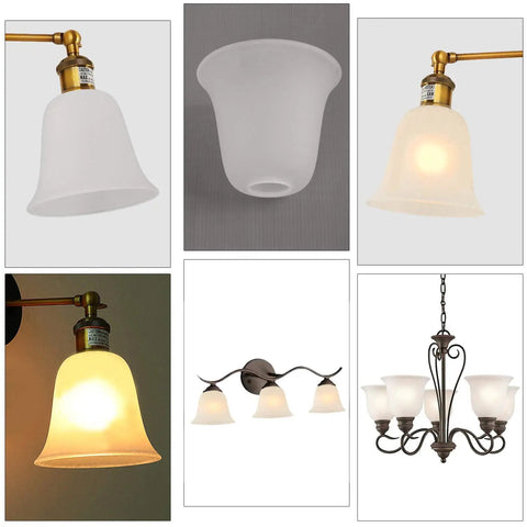 Six Pack Bell Shaped Frosted Glass Shade Replacements For Ceiling Fans And Wall Lights, Lipless, 1-5/8 Inch Fitter Display