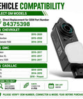 Front Grille Active Aero Shutter Actuator Motor direct replacement for 84375398 compatibility chart with GM models and years.
