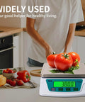 Rechargeable Kitchen Scale Pro Grade Ultra Precise 0.2g Accuracy, 22lb Capacity In 304 Stainless Steel With Backlit LCD weighing tomatoes