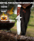 Fixed Blade Camping Knife With Sheath 6 Inch Outdoor Knife Full Tang 440C Steel Bushcraft Knife With Redwood Handle against outdoors