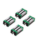Four HGH20CA carriage bearing blocks for 1000mm HGR20 square linear guide rail, ideal for CNC routers, lathes, and mills.