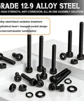 M3 Screws Kit 1015Pcs Dope Set With Hex Socket Head Cap Bolts Nuts And Washers 12.9 Grade Alloy Steel with assembly instructions