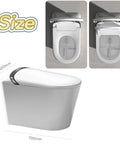 Slick Black Smart Toilet With Built In Bidet And Heated Seat Offering Pre Wet Rinse And Adjustable Warm Water Streams For A Legit Top Shelf Fresh Setup Straight Up size dimensions displayed with measurements.