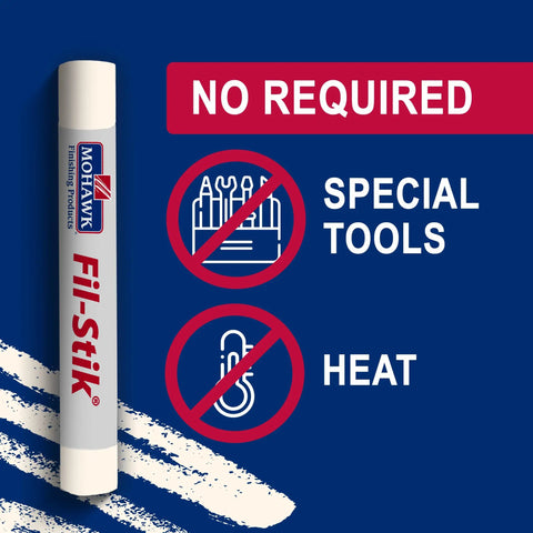 Pro Level Off White Wood Repair Putty Stick For Fixing Furniture Scratches And Trim Gouges Easy Glide Wax Filler Kit without tools or heat.