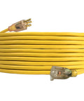 Yellow Heavy Duty Lighted Extension Cord 1 Pack With Double Insulated Plugs SJTW Outer Jacket Cold Weather Resistant Minus 35 F