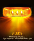 20 Pcs 3.9 Inch 3 LED Amber Trailer Marker Lights Waterproof Side Marker Light Rectangle Signal Running Lights for Truck Boat RV Exterior Accessories with 40 Screws for Easy Install showing bright light output