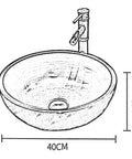 Top Shelf Hand Painted Ceramic Vessel Sink Round Bathroom Basin Vintage Style Vanity Bowl Above Counter Washbasin dimensions 40CM x 15CM.