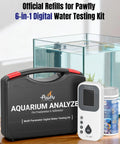 6 In 1 Digital Aquarium Water Test Strips Kit For Fresh And Saltwater Tanks with analyzer case, digital reader, test strips.