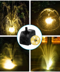 Submersible Pond Fountain Pump 15W 800L/H With LED Lights, Ultra Quiet for Ponds and Aquariums, multiple water spray patterns