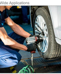 Mechanic using Deep Impact Socket 41mm, Half Inch Drive, 78mm Length, CRMO 12 Point for wheel maintenance on vehicle in garage