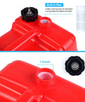 Close-up of a red 6L Portable Boat Tank with built-in filter, dual vent cap system, and 1.5 inch opening.