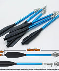 6.3 Inch Mini Crossbow Bolts with bright blue aluminum shafts and replaceable sharp stainless blades for target practice