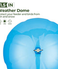 Weather Guard Dome Cover For Hanging Bird Feeders Rainproof And Easy To Clean 11.5 Inch Wide Shield in blue from above.