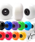 Colorful 52mm wheels with ABEC 7 bearings from the 5.0 Skateboard Trucks Silver Kit for mid-sized skateboards.