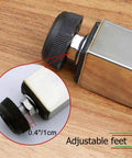 Built Tough Hassle Free Stainless Steel Folding Table Legs For Dining Desk And Bar Rig With Smooth Telescopic Adjustments close-up of adjustable feet.