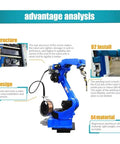 Heavy Duty Cnc Robotic Welding Arm For Metal Rack Assembly With No Sweat Programming And Multi Material Flexibility For Serious Shop Work And Fast Setup, blue aluminum alloy arm with built-in welding torch.