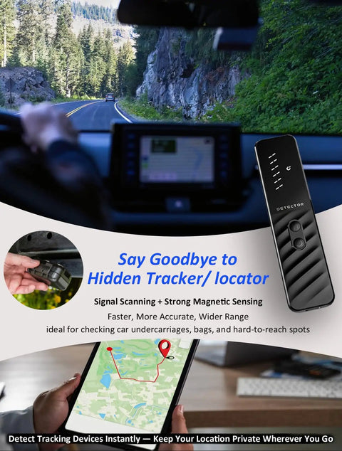 Privacy Pen Hidden Camera Detector With 4 In 1 Spy Camera Finder GPS Tracker Detector Anti Theft Alarm 6 Level Sensitivity 168 Hour Battery Life For Travel Hotel Home Car Office, black handheld
