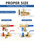 3/4 Inch Tankless Water Heater Valve Kit With Pressure Relief Valve Lead Free Brass Universal 3/4 FIP To 3/4 FIP Full Port Ball Valves 500 WOG For Residential Or Commercial Use 10 Pack, proper size chart