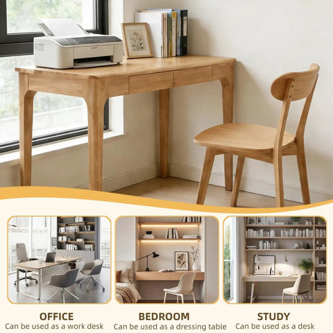 Mid Century Modern Solid Wood Height Adjustable Standing Desk With Slick Ergonomic Design And Heavy Duty Storage Drawers in a workspace setting.