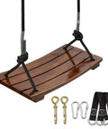 Heavy Duty Wood Swing Seat Carbonized Outdoor Swing For Adults And Kids, 16.9 By 7.9 By 0.5 Inches, 440 Lb Load, accessories shown