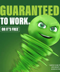 Green Gobbler drain clog dissolver product image; green cartoon gobbler with spiraled drain graphic.