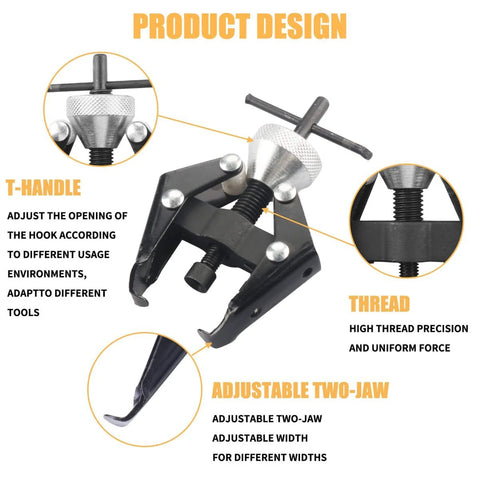 Battery Terminal And Wiper Arm Puller Tool, Heavy Duty Post Clamp Removal Device with adjustable two-jaw and thread