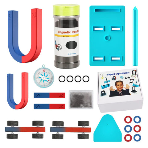 Hands On Science Magnets Experiment Kit For Kids And Students, Cool Physics And STEM Tools, Horseshoe Magnets And Iron Filings