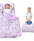 Toddler Nap Mat With Pillow And Blanket For Daycare And Preschool, Extra Large Rolled Napping Mat For Travel And Camping, girl sleeping