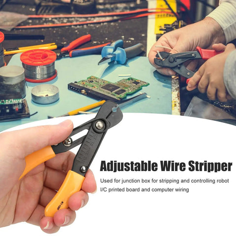 Heavy Duty Wire Stripper With Adjustable Blade For Home Appliance Wiring, ergonomic plier used for circuit board and wiring tasks.