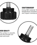 Close-up view of 12 Pack M4 X 10 mm Knurled Thumbscrews Carbon Steel Black Round Clamping Knobs for Monitor Mounts and VESA Screws.