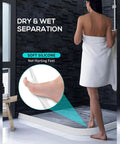 Collapsible Shower Threshold Water Dam Barrier For Curbless Showers, Flexible Silicone Water Stopper in white, bathroom use