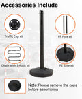 Accessories of Six Pack Traffic Barricade Delineator Posts With Fillable Base For Crowd Control Adjustable Stanchions
