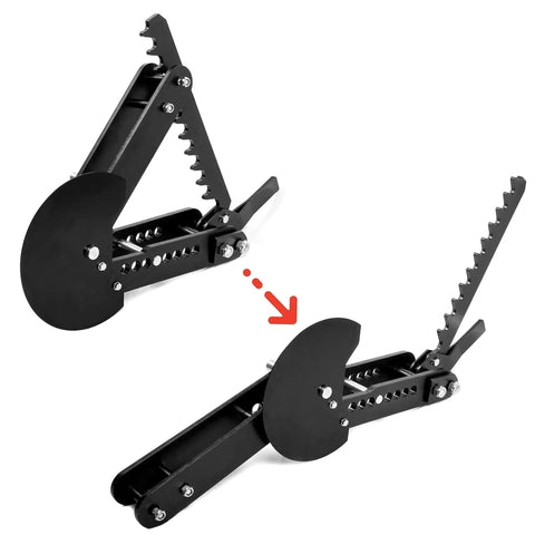 Premium Black Oxide Steel Manual Tube And Pipe Bender For Round Square Stock Heavy Duty Hand Bending Tool Ratcheting Handle in open position.
