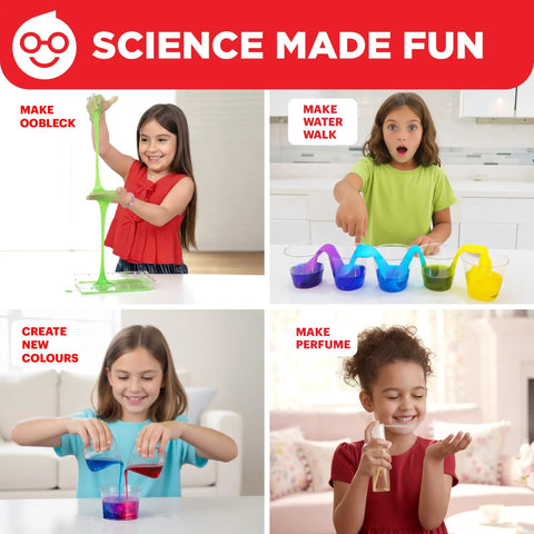 Children doing experiments from Girls Science Kit For Ages Four To Eight With Over 50 Experiments STEM Toy For Learning And Discovery Easter And Birthday Gift Idea Educational Projects That Spark Problem Solving.