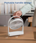 Person adjusting Magnetic Cruise Ship Desk Fan USB C Powered Portable With Strong Magnetic Base 3 Speed Quiet Operation