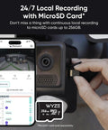 Hand inserting microSD card into Outdoor Floodlight Security Camera 2K HD With Color Night Vision, 2800-Lumen LEDs, 160-Degree Wide View
