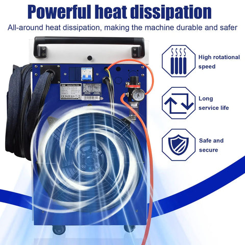 Back of 4 In 1 Beast Fiber Laser Welding Cleaning Cutting Soldering Machine With Auto Wire Feeder showing cooling features