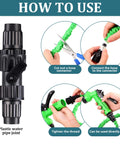 Garden Expandable Hose Repair Kit With Faucet Adapters And Connectors 4 Sets Includes Shut Off Valves And 8 Rubber Gaskets usage steps