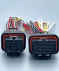 Heavy Duty 26 Plus 34 Pin Ecu Connector Harness Kit With Pre Wired Pdm Wiring Looms shown from the front with colorful wires.