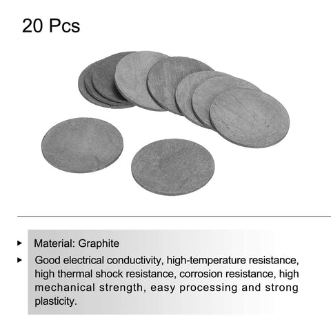 Round Graphite Block Disk Ingot High Purity Graphite Electrode Plate Sheet 22x1mm for Melting and Electrolysis Pack of 20
